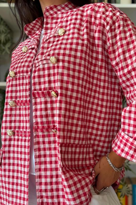 Nonni Gingam Napoleon Jacket Sangria